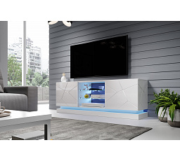 TV komoda QIU 160, biela / biely lesk