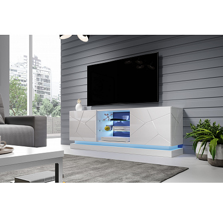 TV komoda QIU 160, biela / biely lesk