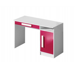 GOLIAS 9- písací stôl (GULIVER 9)-korpus biely/dvere ružový lesk/biela rukoväť (DO) (Z)