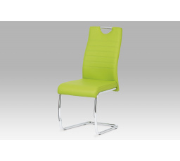 Jedálenská stolička koženka zelená / chróm