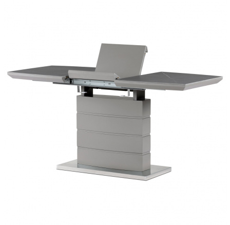 Jedálenský stôl 120+40x70 cm, keramická doska zo sivého mramoru, MDF, sivý matný lak