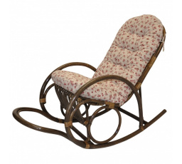 Ratanové hojdacie kreslo Jenaira hnedé polster motív ružičky