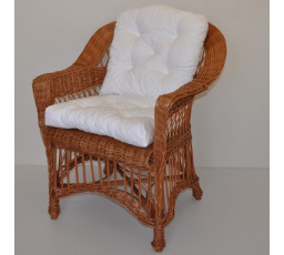 Prírodné kreslo Weigier - biely vankúš