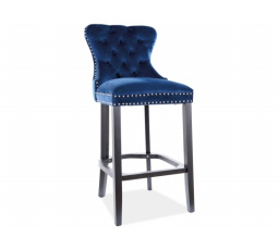 Barová stolička AUGUST H-1 Velvet, čierna/modrá Bluvel 86