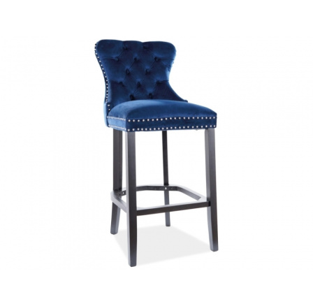 Barová stolička AUGUST H-1 Velvet, čierna/modrá Bluvel 86