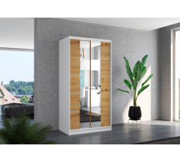 Posuvná skriňa so zrkadlom KSAWER 100 Biela+Artisan