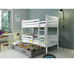 CARINO 3-SEDADLOVÝ RÁM BIELA ZÁSUVKA GRAFIT BEZ MATRACA 80 X 190 KPL