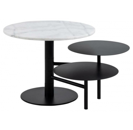 Konferenčný stolík Lahti biely mramor/ čierny
