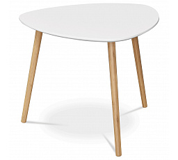 Konferenčný stôl 55x55x45 cm, vrchná doska MDF biela, nohy bambusový prírodný odtieň