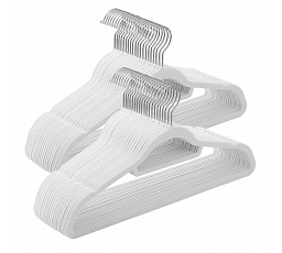 Sametová ramínka, plast, bílá, set 50 ks, ASR-E1020 WT