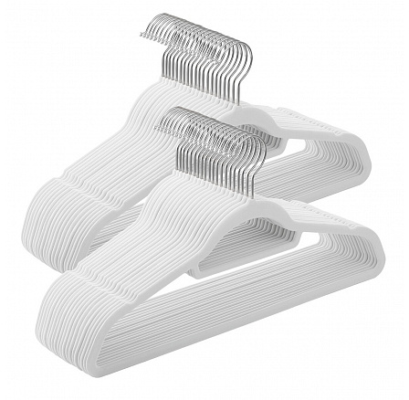 Sametová ramínka, plast, bílá, set 50 ks, ASR-E1020 WT Sametová ramínka, plast, bílá, set 50 ks, ASR-E1020 WT