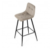Stolička barová, cappuccino látka, štvornohá kovová podnož, čierny mat