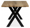Jedálenský stôl, 160x90x75 cm, dubový masív, kovová podstava v tvare písmena "X" , čierny lak