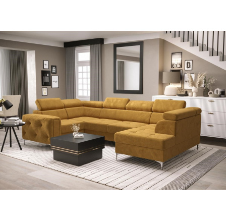 Rohová sedacia súprava ORION MAX II s funkciou spania 165x350x185 cm - žltá, ľavá Rohová sedacia súprava ORION MAX II s funkciou spania 165x350x185 cm - žltá, ľavá