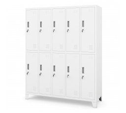 Kovová uzamykateľná šatníková skrinka na oblečenie s 10 boxmi biela: BARTEK 1360 x 1720 x 450 mm