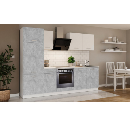 Kuchynská linka Todor 260 betón/biela + PD 200 biela