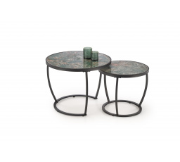 Konferenčný stolík INES, efekt zeleného mramoru / čierna