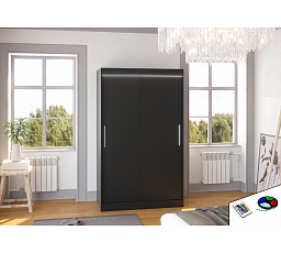 Posuvná skriňa s LED osvetlením COLLIN 120 Čierna+Čierna