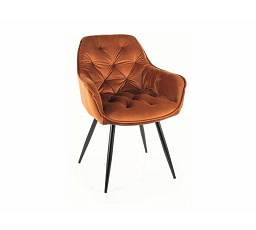 Jedálenská stolička CHERRY VELVET, škoricová Bluvel 4215/čierna matná