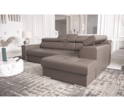 Rohová sedacia súprava MARGO I 265×185 prírodná koža - Pravá strana, Hnedá koža