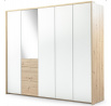 Šatníková skriňa NICEA 255 so zrkadlom, biela + dub Artisan