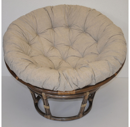 Ratanový papasan 110 cm hnedý vankúš tmavobéžové odlesky