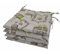 Vankúš na sedenie 9 prešívanie - tkanina s motívom fialiek - sada 4 kusov