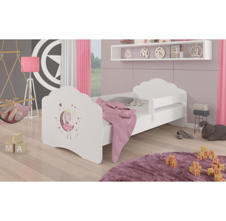 Posteľ s matracom a zábranou CASIMO SLEEPING PRINCESS 140x70 Biela