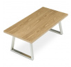 Stôl konferenčný 120x60cm, MDF doska, dyha odtieň dub, kovové nohy, brúsená nerez.