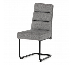 Jedálenská stolička, taštičkové pružiny v sedadle, madlo na operadle, svetlosivá látka, čierny kov