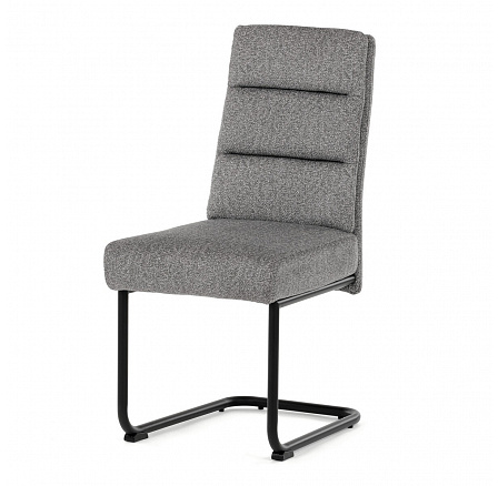 Jedálenská stolička, taštičkové pružiny v sedadle, madlo na operadle, svetlosivá látka, čierny kov