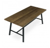 Stôl jedálenský, 180x90cm, dyha, farba orech, kovová čierna noha