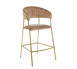 Barová stolička velvet cappuccino zlatý rám H3-FX