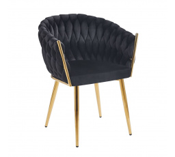 Zamatová stolička čierna - zlatý rám K7-FX G