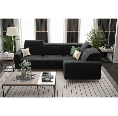 Rohová sedacia súprava MALIBU 250X180 cm - čierna, pravá