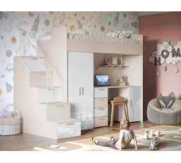 Poschodová posteľ PARADISE 4S Kašmír Biela Lesk