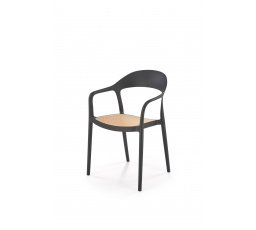 Stohovateľná jedálenská stolička K530, čierna/prírodná