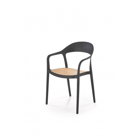 Stohovateľná jedálenská stolička K530, čierna/prírodná