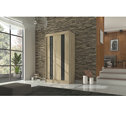 Šatní skriňa KAREN 120, Sonoma/Čierny Lacobel