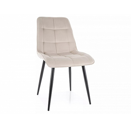 Jedálenská stolička CHIC VELVET, Svetlo Béžový Bluvel 30/Čierna