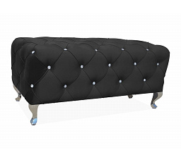 Taburet HESTIA VELVET, čierna Bluvel 19/strieborná