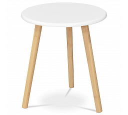 Konferenčný stôl 40x40x45 cm, vrchná doska MDF biela, nohy bambusový prírodný odtieň