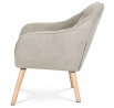 Kreslo, čalúnenie sivobéžová látka, drevené nohy - masívny kaučukovník