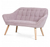 Dvojmiestna pohovka, čalúnená staroružovou látkou, drevené nohy - masívne kaučukové drevo