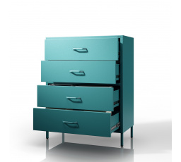 Komoda skrinka kovová morská / tyrkysová Modern CARLA, 800 x 1015 x 400 mm