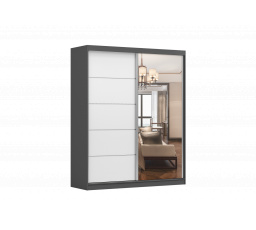 Šatníková skriňa BELLA 03 so zrkadlom, biela/grafitová