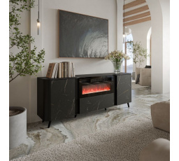 TV komoda VOLARE 200, čierny mat/ čierny san sebastian