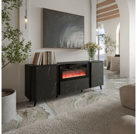 TV komoda VOLARE 200, čierny mat/ čierny san sebastian