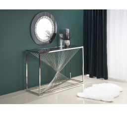 Stôl KN4, strieborné/medené sklo