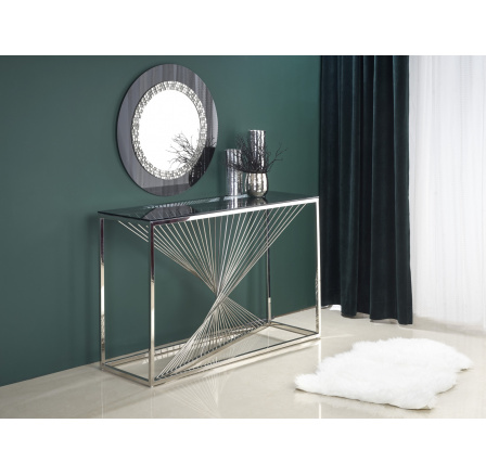 Stôl KN4, strieborné/medené sklo